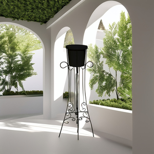 Stylish Iron Stand with Decorative Patterns in Black and <b>White</b> for Flower Arrangement and Wedding Archways Indoor/Outdoor Use - Product Image 1