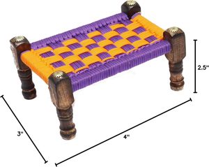 Laddu Gopal Bed Khat for Ladoo Gopal Ji -Wooden Khaat/<b>Cot</b>/Charpai for Kanha Ji, Square - Product Image 3