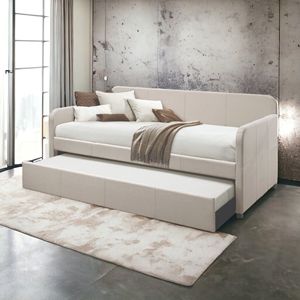 Twin Fog Upholstered <b>Daybed</b> with <b>Trundle</b> Elegant Living Room Furniture - Product Image 1