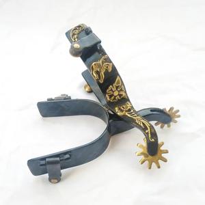 เดือยขี่ม้าแบบตะวันตกสำหรับมืออาชีพ พร้อมลวดลายดอกไม้เคลือบเงิน - Product Image 1