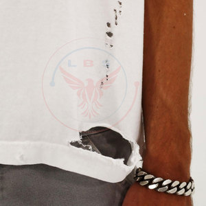 <b>Top</b> Selling Unique Design Plus Size Solid Casual <b>Distressed</b> T-Shirts 180 Grams High Quality Eco-Friendly Quick Dry Breathable - Product Image 6