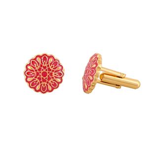 Luxury Gold Plated Red Enamel Floral <b>Cufflinks</b> for Men Formal <b>Shirt</b> Accessories Wedding Business Gift Designer Cuff Links - Product Image 5