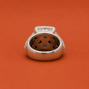 925 <b>Silver</b> VVS Moissanite Diamond Cushion <b>Ring</b> <b>Men</b> Iced Out Square Signet - Product Image 5
