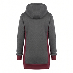Sweat-shirt à capuche color block pour femme, long, en polaire, tricoté, avec cordon de serrage, style décontracté pour l'automne - Product Image 4