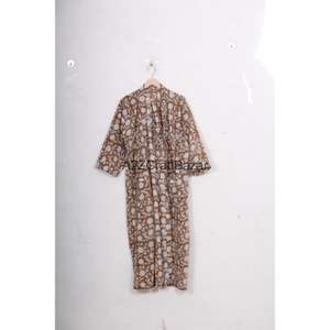 Kimono Hecho a Mano de Algodón Puro Estampado, Bata de Baño para Mujer, Ropa de Dormir Abierta por Delante, Vestido de Playa - Product Image 1