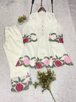 Nouvel ensemble coordonné tendance pour femme, idéal pour les soirées, avec broderies, haut et bas, infroissable, réversible, séchage rapide, matériaux recyclés