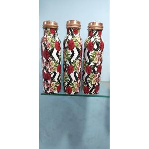Floral Pattern Metal <b>Water</b> <b>Bottle</b> With Screw-On Lid Reusable For Travel Adults 100% Copper <b>Bottle</b> For Drinking Eco Friendly - Product Image 5