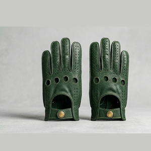 Gants et mitaines en cuir souple pour homme, style vintage, unisexe, coupe ajustée, à doigts entiers - Product Image 3