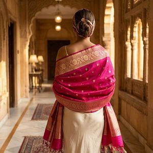 Duppatta de Seda Banarasi, Tela de Satén Elegante para Vestimenta Tradicional India - Product Image 1