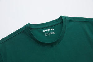 เสื้อยืดคอกลมแขนสั้นสีเขียวสำหรับผู้ชาย ผ้าฝ้าย 100% ทรงเข้ารูป ระบายเหงื่อได้ดี พิมพ์ลายแบบรีดร้อน โลโก้ทีมแบบกำหนดเองด้านหน้า - Product Image 4