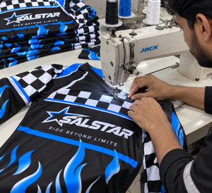 SALSTAR Men's Long Sleeve Motocross Jersey Black Blue <b>Flame</b> Checkered Print Quick Dry Racing <b>Shirt</b> Adult Full Sleeve - Product Image 5
