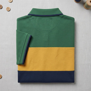 Polo de Algodón con Bloques de Color para Hombre, Manga Corta, Logotipo Personalizado Bordado, Ropa Casual - Product Image 3