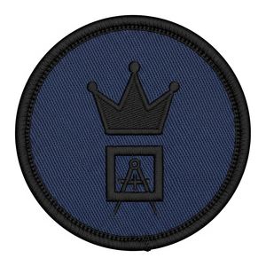 Écusson maçonnique rond en tissu bleu, brodé or, motif boussole, étoile et couronne, pour insignes et accessoires d'uniforme de franc-maçonnerie - Product Image 6