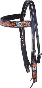 Juego de cabezada y pechera de cuero genuino 100% de calidad superior con adornos de tachuelas para productos ecuestres - Product Image 5