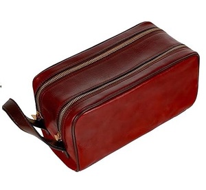 Bolsa de Viaje de Cuero Genuino al por Mayor, Neceser de Maquillaje con Cremallera, Bolsas Cosméticas para Mujer, Bolsa de Aseo para Hombre, Marca de Fábrica - Product Image 1