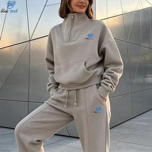 Conjunto de Sudadera con Cierre de Cremallera y Pantalones Anchos para Mujer, Logotipo Personalizado, Chándal Informal, Proveedor Mayorista, Servicios OEM - Product Image 4