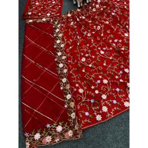 Ensemble de vêtements pour femmes Bewafa, tendance, rouge, avec sequins, broderie, lehenga choli et dupatta, taille M - Product Image 4