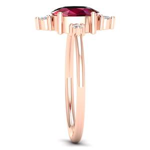 Bagues de fiançailles REYES faites à la main en or massif 14 carats avec moissanite pour femmes, bague solitaire délicate avec pierre précieuse rubis ovale de 1,25 carat - Product Image 3