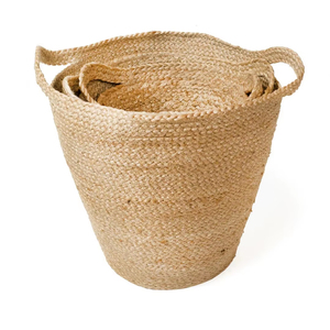 Cesta redonda de mimbre con asas, cesta de lavandería natural, cesta de almacenamiento multifuncional - Product Image 1