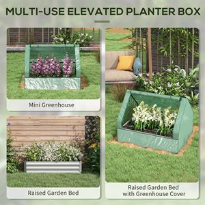 Small Outdoor Gardening Metal Raised Garden Bed with Green and Silver Cover Garden Greenhouse <b>Planter</b> <b>Box</b> - Product Image 4