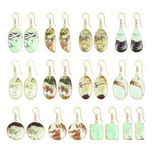 Boucles d'oreilles élégantes en calcédoine pour femmes, bijoux tendance pour mariage et soirée, style simple et classique, calcédoine chromée plaquée or 18 carats, bijoux fins - Product Image 1