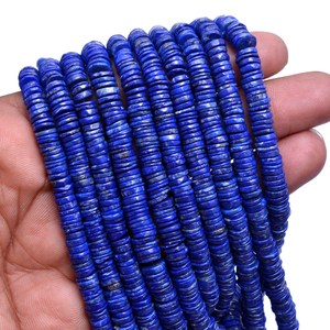 AAA Lapis Lazuli 6mm-7mm Smooth Heishi Disc Bead Natural Lapis Semiprecious Gemstone <b>Spacer</b> Tyre Coin Rondelle Beads For Jewelry - Product Image 4