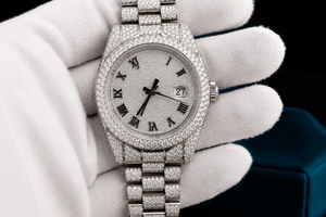 Classic Luxury Fashion Citizen Fully Iced VVS Moissanite Diamond Stainless Steel Antique Analog Quartz <b>Watch</b> Roman Numeral Pave - Product Image 3