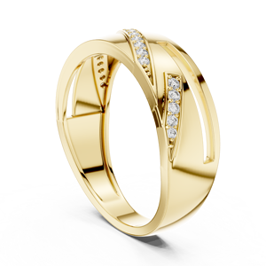 Anillo de Diamantes Redondos Cultivados en Laboratorio GOLDEN APEX en Oro Amarillo de 18 Quilates con Baño de Rodio de Lujo para Boda, Compromiso, Uso Diario, Hombre - Product Image 2