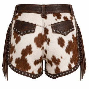 Shorts de Cuero Vacuno para Mujer, Cuero de Primera Calidad, Cintura Alta, Elegantes, Moda Urbana, Casuales, de Diseñador, Personalizados OEM - Product Image 4