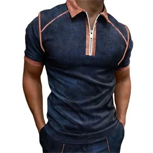 Pull d'été de luxe pour hommes T-shirts en jersey à manches courtes de haute qualité Vêtements décontractés respirants à fermeture éclair avec motif imprimé - Product Image 1