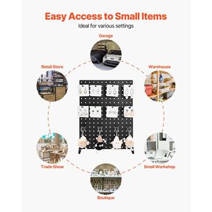 Soporte de exhibición negro <span class=keywords><strong>Pegboard</strong></span> con 15 ganchos Solución de exhibición de panel único - Product Image 6