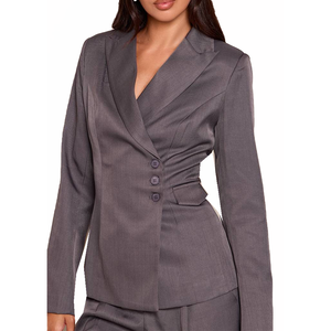 Robe Blazer Courte Grise Personnalisée pour Femme – Élégante, Décontractée, Idéale pour le Bureau – Mini-robe de Costume de Haute Qualité – Fabricant OEM/ODM en Gros - Product Image 1