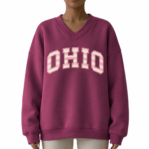 Sudadera Oversize de Moda con Cuello en V para Mujer, Cómoda y Casual, con Hombros Caídos y Manga Larga - Product Image 5