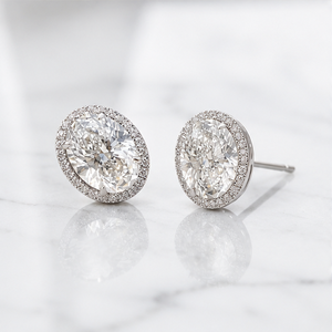 Luxury Trendy Fashion 925 Silver Flower Oval Cut Solitaire Bezel Set Rhodium Plated Moissanite Classic Stud Earrings for <b>Wedding</b> - Product Image 1