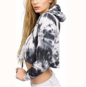 Sudadera Corta con Capucha Tie Dye para Mujer, Manga Regular, Tejido de Algodón, Estilo Casual para Primavera - Product Image 2