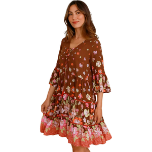 Robe courte à imprimé floral pour femme, robe à manches bouffantes - Product Image 2