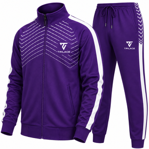 Survêtements d'hiver en molleton respirant imprimé uni, unisexe, avec logo personnalisé, ensemble deux pièces pour l'entraînement sportif et le jogging, vente en gros - Product Image 5