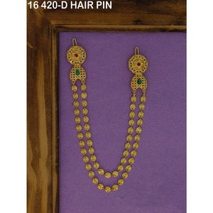 Pasador de pelo con cadena chapada en oro árabe para mujer, pasador de pelo con cadena para novia de Oriente Medio, joyería de pasador de pelo con cadena para novia de estilo árabe. - Product Image 4