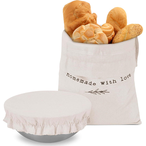 ชุดถุงใส่ขนมปังแบบปรับได้พร้อมเชือกผูก ทำจากผ้าฝ้าย ปักข้อความรักแบบโฮมเมด เป็นมิตรกับสิ่งแวดล้อม ซักได้ นำกลับมาใช้ใหม่ได้ เหมาะสำหรับใช้ในบ้าน - Product Image 5