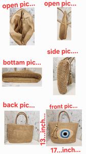 Bolso Tote de Rafia Tejido a Mano de Lujo Personalizado, Bolso de Playa con Borlas y Cuentas de Madera, Bolso de Mano para Mujer, Regalo para el Verano - Product Image 4