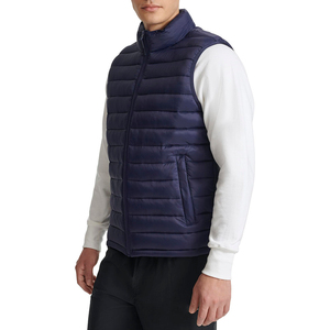 Gilet matelassé en polaire bleu marine à col montant pour homme GENERSA SPORTS, rembourrage en polyester, fermeture éclair, vêtement d'extérieur décontracté pour l'hiver - Product Image 3