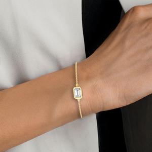 Emerald Cut Bezel <b>Set</b> Lab Grown Diamond Solitaire Chain Bracelet 0.50 CTW 9K Rose Gold - Product Image 5