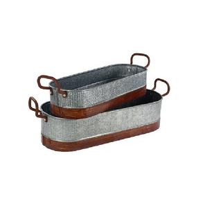 Jardinière galvanisée style français vintage très tendance, effet rouillé, taille, forme et couleur personnalisables, utilisée dans les articles de jardinage - Product Image 3