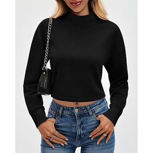 Quick Dry Oversized Mock neck 100% Cotton Fleece Winter Women's Streetwear Sweatshirts with Embroidery Customization ODM - Product Image 2