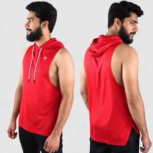 Logotipo personalizado Hombres Entrenamiento Sudadera con capucha sin mangas Culturismo en blanco Entrenamiento muscular Gimnasio Camiseta sin mangas con capucha sudaderas con capucha - Product Image 2