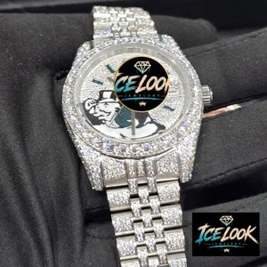 นาฬิกาข้อมือผู้ชาย ICE LOOK หรูหรา ตัวเรือนสแตนเลสสตีล ขนาด 40 มม. หน้าปัดทรงกลมประดับเพชร ระบบอนาล็อกควอตซ์ พร้อมหน้าปัดลาย Monopoly และกระจกแซฟไฟร์ - Product Image 4