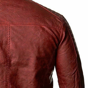 แจ็คเก็ตหนังดีไซน์ใหม่สีพื้นสำหรับผู้ชาย แจ็คเก็ตหนังสตรีทแวร์สำหรับผู้ชาย - Product Image 6