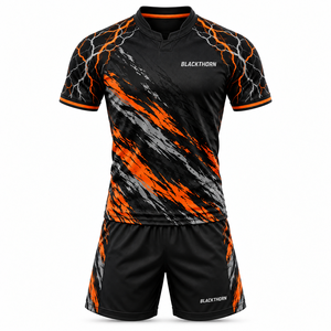 Soccer Jersey Set Men's Short Sleeve Sublimated Quick Dry Polyester Uniform Training Wear Athletic <b>Fit</b> All Seasons - Product Image 3