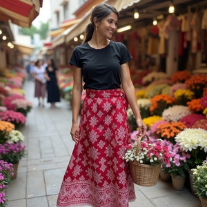 กระโปรงคลุมสไตล์ยิปซีโบฮีเมียนทำด้วยมือสำหรับเด็กผู้หญิงลายดอกไม้สวมใส่ได้ทุกวันในฤดูใบไม้ผลิและฤดูร้อน - Product Image 5