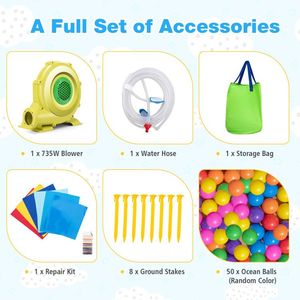 Tobogán Acuático Inflable con Soplador de 680W y 2 Piscinas, Instalaciones de Entretenimiento Acuático para Diversión - Product Image 2